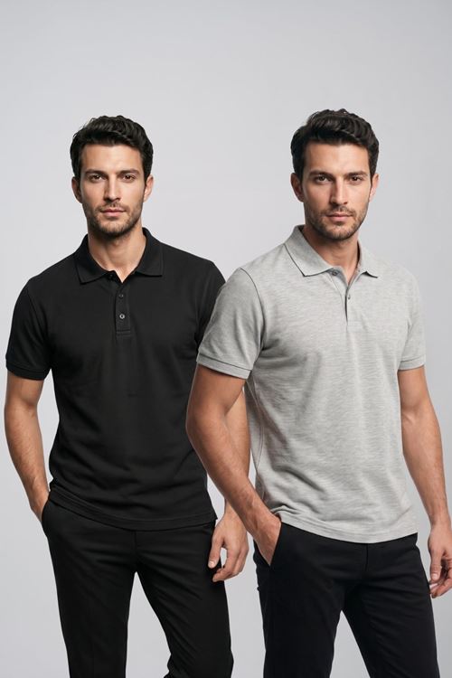 2'li Set Erkek Günlük Şık Polo Yaka Kısa Kollu Düğme Detaylı Rahat Kalıp Basic Yazlık Tişört Avantajlı Paket