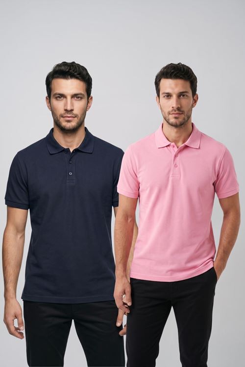 2'li Set Erkek Günlük Şık Polo Yaka Kısa Kollu Düğme Detaylı Rahat Kalıp Basic Yazlık Tişört Avantajlı Paket