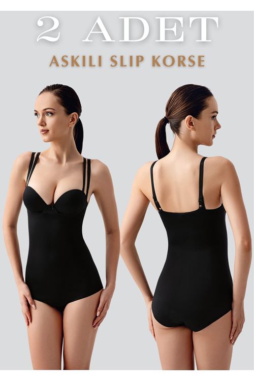 Kadın Askılı 2'li Slip Korse - Dikişsiz Toparlayıcı ve Şekillendirici