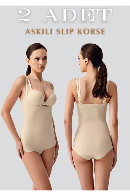 Kadın Askılı 2'li Slip Korse - Dikişsiz Toparlayıcı ve Şekillendirici