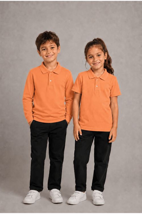 Çocuk Unisex 2'li Set Pamuklu Polo Yaka Düğmeli Tişört