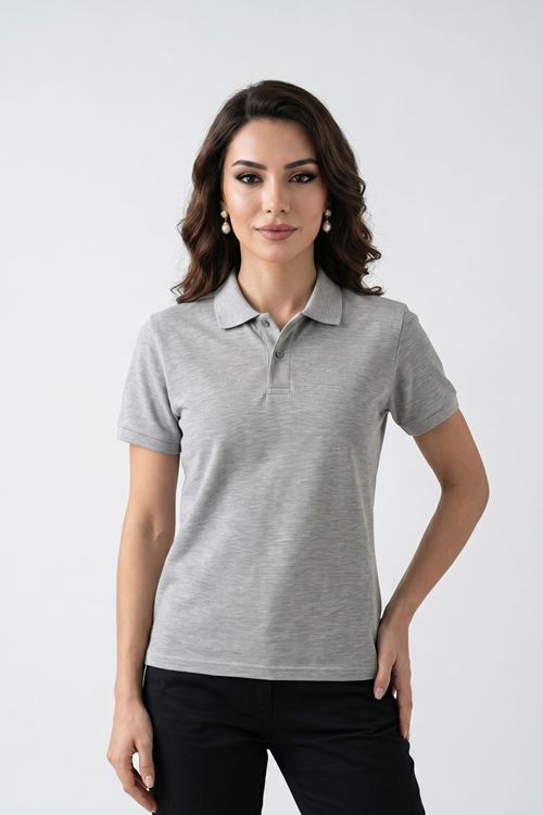 Kadın Polo Yaka Kısa Kollu Düğme Detaylı Şık Tasarım Basic Tişört