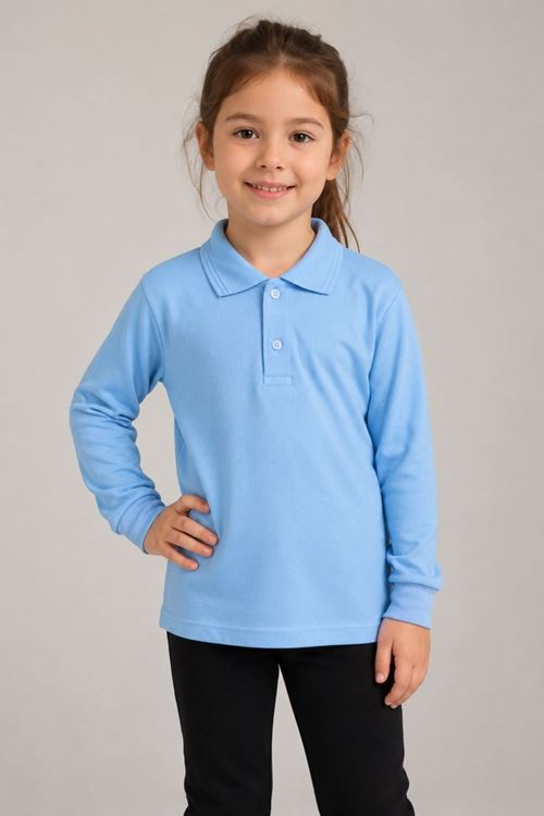 Çocuk Unisex 2'li Set Pamuklu Polo Yaka Düğmeli Tişört