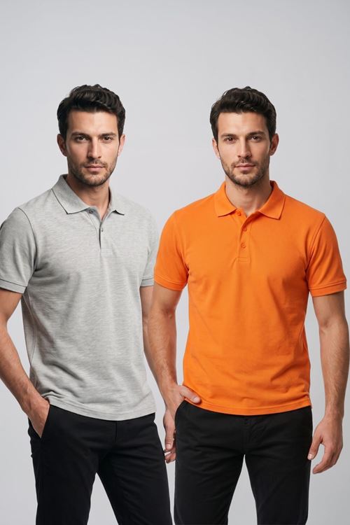 2'li Set Erkek Günlük Şık Polo Yaka Kısa Kollu Düğme Tişört