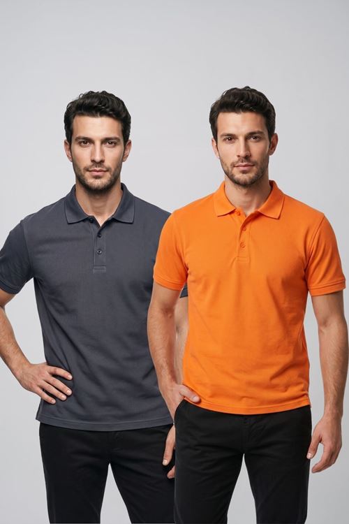 2'li Set Erkek Günlük Şık Polo Yaka Kısa Kollu Düğme Tişört
