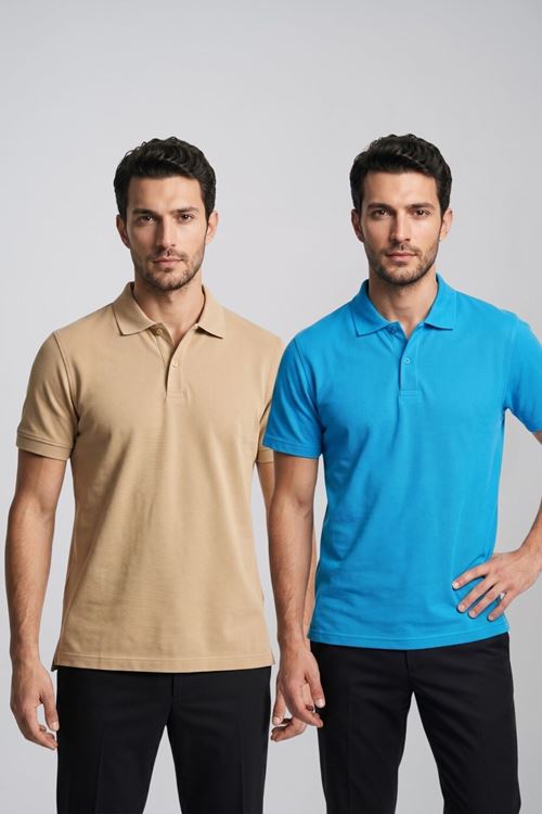 2'li Set Erkek Günlük Şık Polo Yaka Kısa Kollu Düğme Tişört