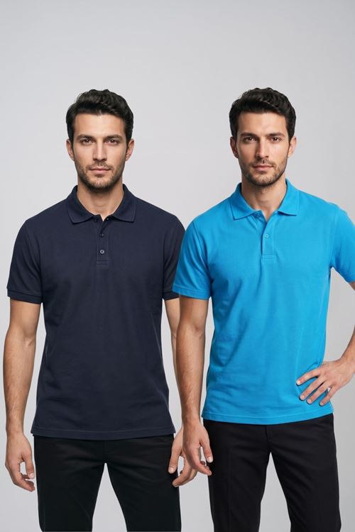 2'li Set Erkek Günlük Şık Polo Yaka Kısa Kollu Düğme Tişört