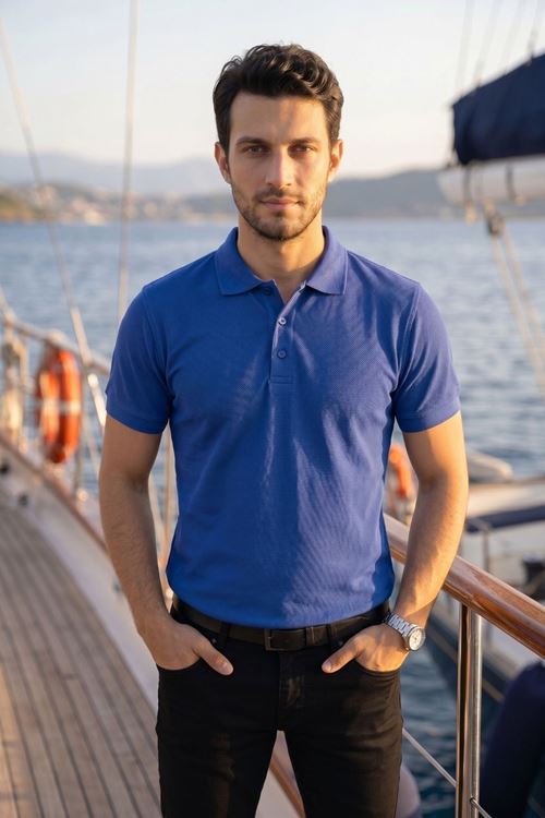 2'li Set Erkek Günlük Şık Polo Yaka Kısa Kollu Düğme Tişört