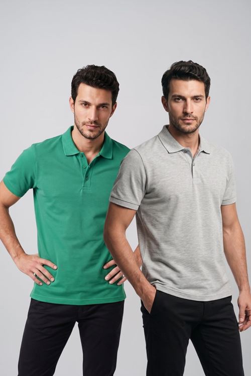 2'li Set Erkek Günlük Şık Polo Yaka Kısa Kollu Düğme Tişört