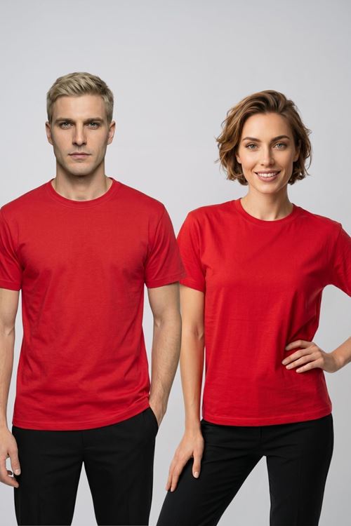 Çift Kombini 2'li Set Bisiklet Yaka Kısa Kollu Basic Tişört