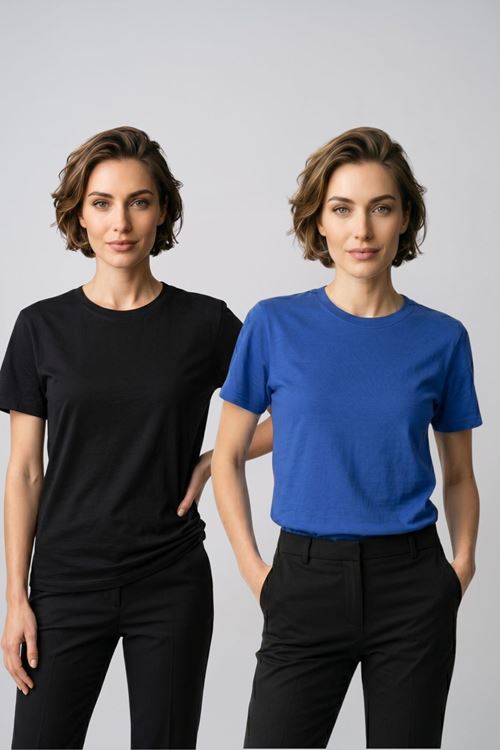 Kadın 2'li Paket Basic Bisiklet Yaka Kısa Kollu Tişört