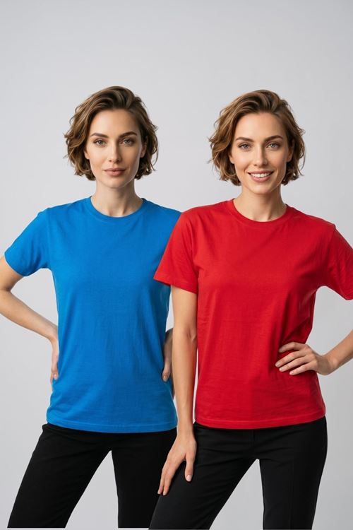Kadın 2'li Paket Basic Bisiklet Yaka Kısa Kollu Tişört