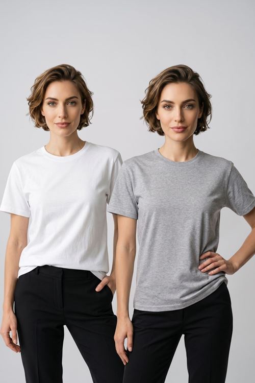 Kadın 2'li Paket Basic Bisiklet Yaka Kısa Kollu Tişört