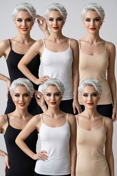 6'lı Mega Paket Kadın İnce İp Askılı Pamuklu Atlet