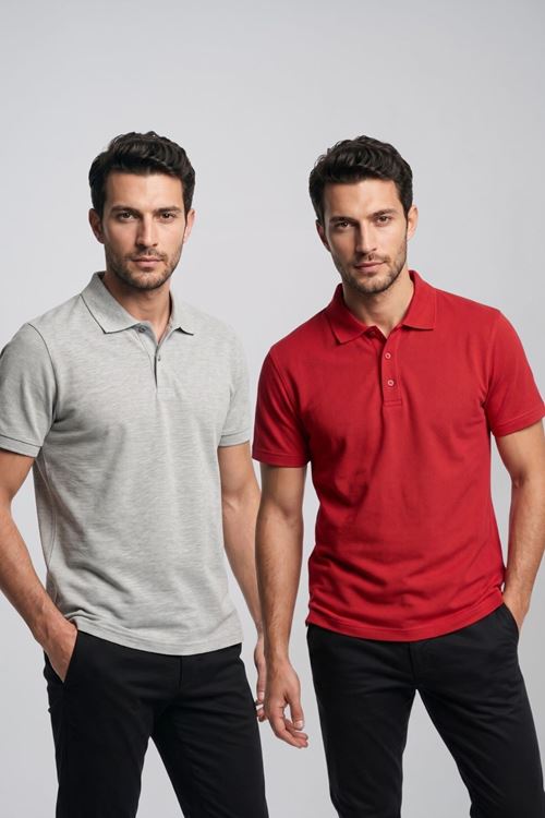 2'li Set Erkek Günlük Şık Polo Yaka Kısa Kollu Düğme Tişört