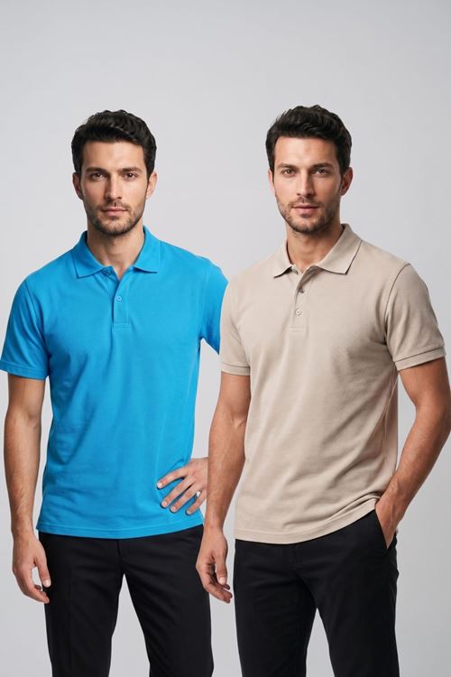 2'li Set Erkek Günlük Şık Polo Yaka Kısa Kollu Düğme Tişört