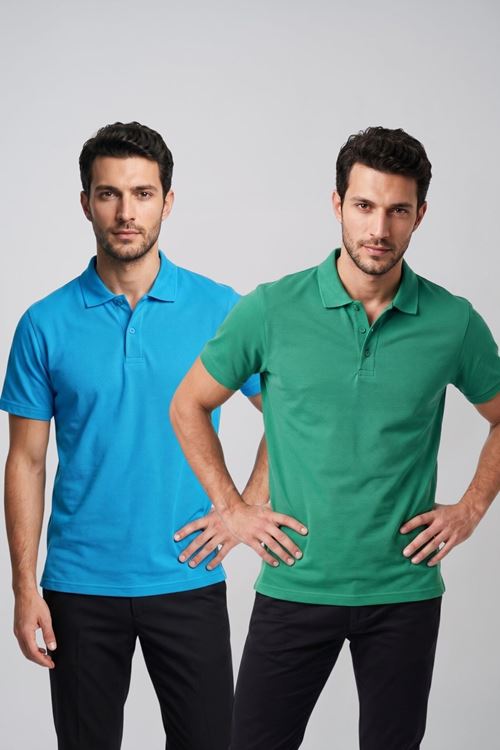 2'li Set Erkek Günlük Şık Polo Yaka Kısa Kollu Düğme Tişört