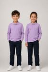 Çocuk Unisex Lila Renk 2'li Set Pamuklu Polo Yaka Düğmeli Tişört - Hem Uzun Hem Kısa Kollu Okul ve Günlük Giyim Rahat Kalıp Basic T-shirt