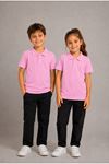 Unisex Kız Erkek Çocuk Polo Yaka Düğmeli Kısa Kollu Pamuklu Basic Tişört Günlük Okul Rahat Kesim T-Shirt
