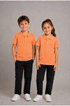Unisex Kız Erkek Çocuk Polo Yaka Düğmeli Kısa Kollu Pamuklu Basic Tişört Günlük Okul Rahat Kesim T-Shirt