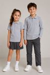 Çocuk Unisex 2'li Set Pamuklu Polo Yaka Düğmeli Tişört - Hem Uzun Hem Kısa Kollu Okul ve Günlük Giyim Rahat Kalıp Basic T-shirt