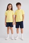 Unisex Kız Erkek Çocuk Polo Yaka Düğmeli Kısa Kollu Pamuklu Basic Tişört Günlük Okul Rahat Kesim T-Shirt