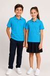 Unisex Kız Erkek Çocuk Polo Yaka Düğmeli Kısa Kollu Pamuklu Basic Tişört Günlük Okul Rahat Kesim T-Shirt