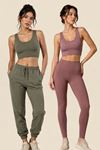 Kadın 2'li Paket Kalın Askılı Toparlayıcı Pedli Fitilli Dalgıç Kaşkorse Spor Sütyeni Bralet Esnek Rahat Günlük Yoga Fitness Pilates Destekli Dikişsiz Görünüm Crop Top Askılı Spor Üst