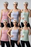 6'lı Mega Paket Kadın İnce İp Askılı Pamuklu Atlet Ekstra Biyeli U Yaka Esnek Rahat Günlük Basic İç Giyim Büyük Beden