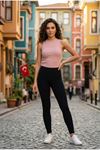 Kadın 2'li Paket Pamuklu Kaşkorse Kalın Askılı Bisiklet Yaka Önü Yazı Baskılı Esnek Dar Kesim Slim Fit Spor ve Günlük Atlet Seti