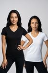 Kadın 2'li Paket V Yaka Kısa Kollu Pamuklu Esnek Basic Tişört Seti Günlük Rahat Kalıp Düz Renk Çoklu T-Shirt