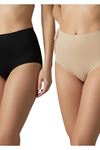 Lazer Kesim İz Yapmayan Yüksek Bel Slip 2'li Korse - Dikişsiz Toparlayıcı Korse Slip