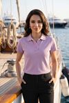 Kadın Polo Yaka Kısa Kollu Düğme Detaylı Şık Tasarım Basic Tişört Günlük Klasik T-Shirt Ofis ve Sokak Stili Uyumlu