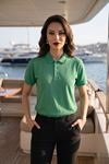 Kadın Polo Yaka Kısa Kollu Düğme Detaylı Şık Tasarım Basic Tişört Günlük Klasik T-Shirt Ofis ve Sokak Stili Uyumlu