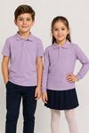 Çocuk Unisex Lila Renk 2'li Set Pamuklu Polo Yaka Düğmeli Tişört