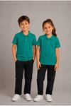 Unisex Kız Erkek Çocuk Polo Yaka Düğmeli Kısa Kollu Pamuklu Basic Tişört
