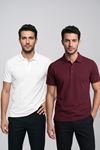 2'li Set Erkek Günlük Şık Polo Yaka Kısa Kollu Düğme Tişört