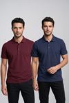 2'li Set Erkek Günlük Şık Polo Yaka Kısa Kollu Düğme Tişört