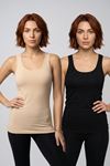 Kadın 2'li Paket Pamuklu Kalın Askılı U Yaka Atlet Seti