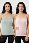 2'li Paket Kadın %95 Pamuklu İp Askılı Ribana Atlet