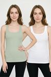 2'li Paket %100 Pamuklu Fitilli Kaşkorse Kalın Askılı U Atlet Seti