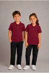 Unisex Kız Erkek Çocuk Polo Yaka Düğmeli Kısa Kollu Pamuklu Basic Tişört