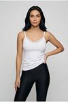 4'lü Paket Kadın Pamuklu V Yaka Dantel Detaylı İnce İp Askılı Atlet